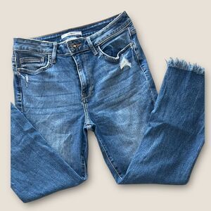 Sam Edelman The Stiletto Crop Boot High Rise Distressed Raw Hem Jeans Size 29